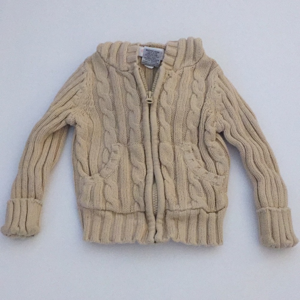 Oshkosh tan zip up sweater jacket Sz 12 mth